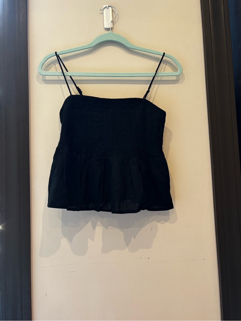 Abercrombie & Fitch Black Smocked Babydoll Cami Top Size XXS NWOT